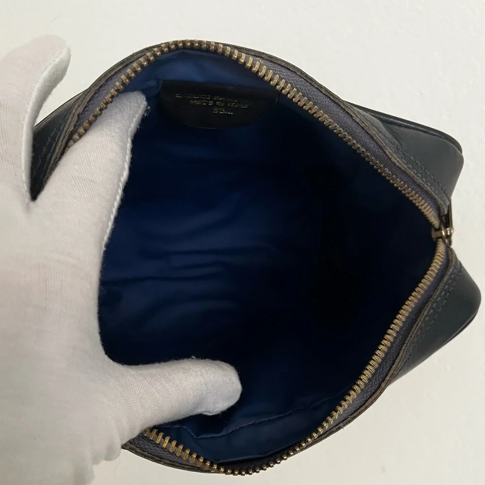 Gucci Blue GG Supreme Sherry Line Clutch Cosmetic Pouch Late1970s-84 Collectible